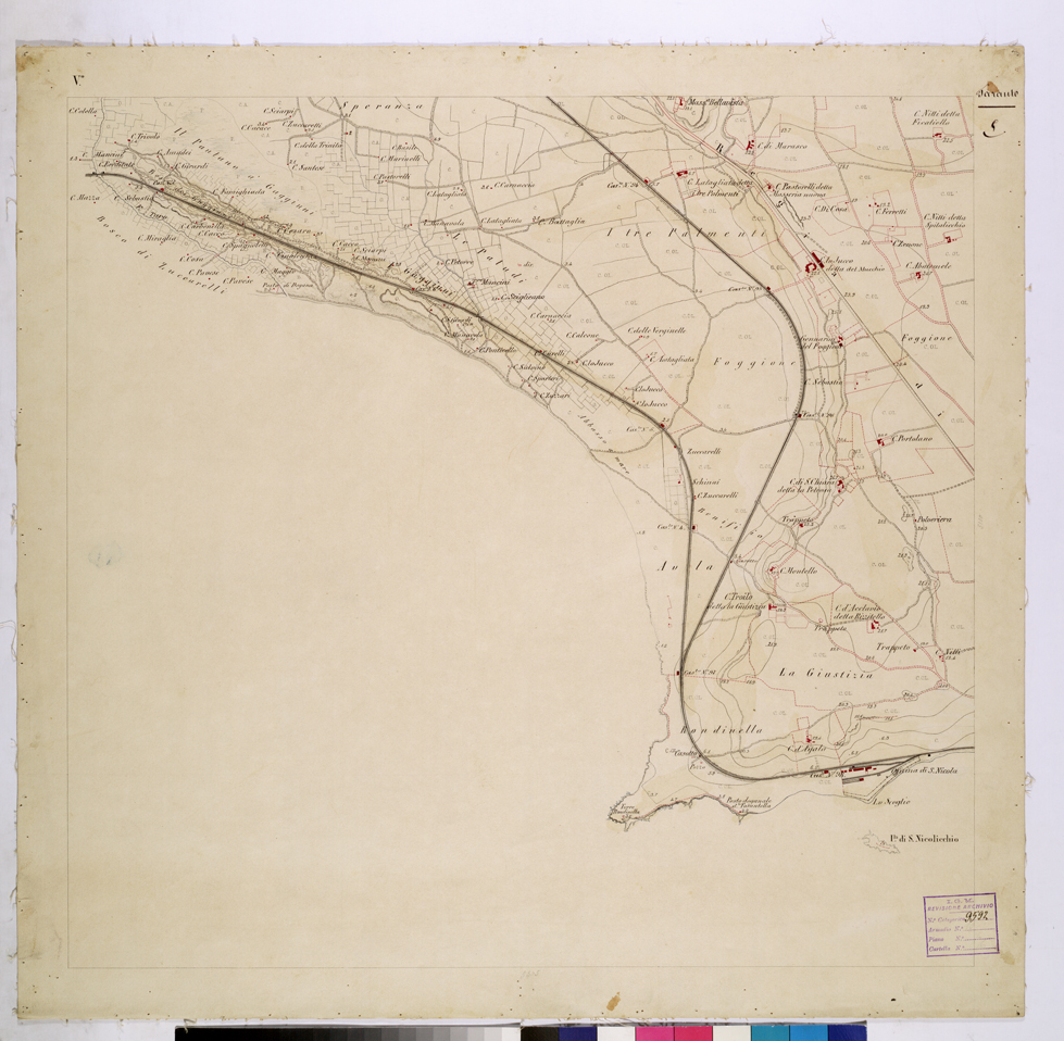 (N:26235) PIANTA TOPOGRAFICA DI TARANTO E DINTORNI LEVATA 1 10.000 NELL'ANNO 1862 - FOGLIO 5. (CA009449) Carte e stampe antiche: riproduzione a colori su carta (formato A1)