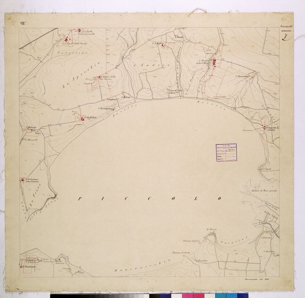 (N:26237) PIANTA TOPOGRAFICA DI TARANTO E DINTORNI LEVATA 1 10.000 NELL'ANNO 1862 - FOGLIO 7. (CA009451) Carte e stampe antiche: riproduzione a colori su carta (formato A1)