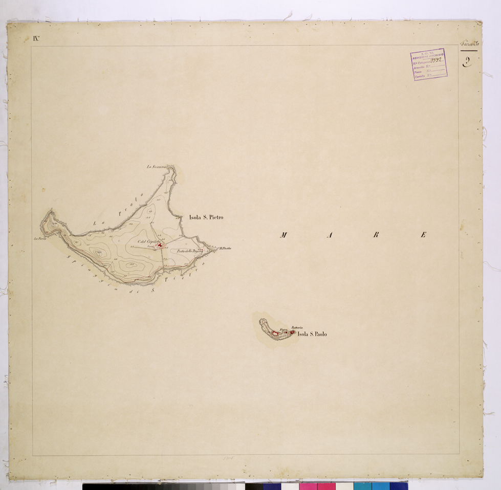 (N:26239) PIANTA TOPOGRAFICA DI TARANTO E DINTORNI LEVATA 1 10.000 NELL'ANNO 1862 - FOGLIO 9. (CA009453) Carte e stampe antiche: riproduzione a colori su carta (formato A1)