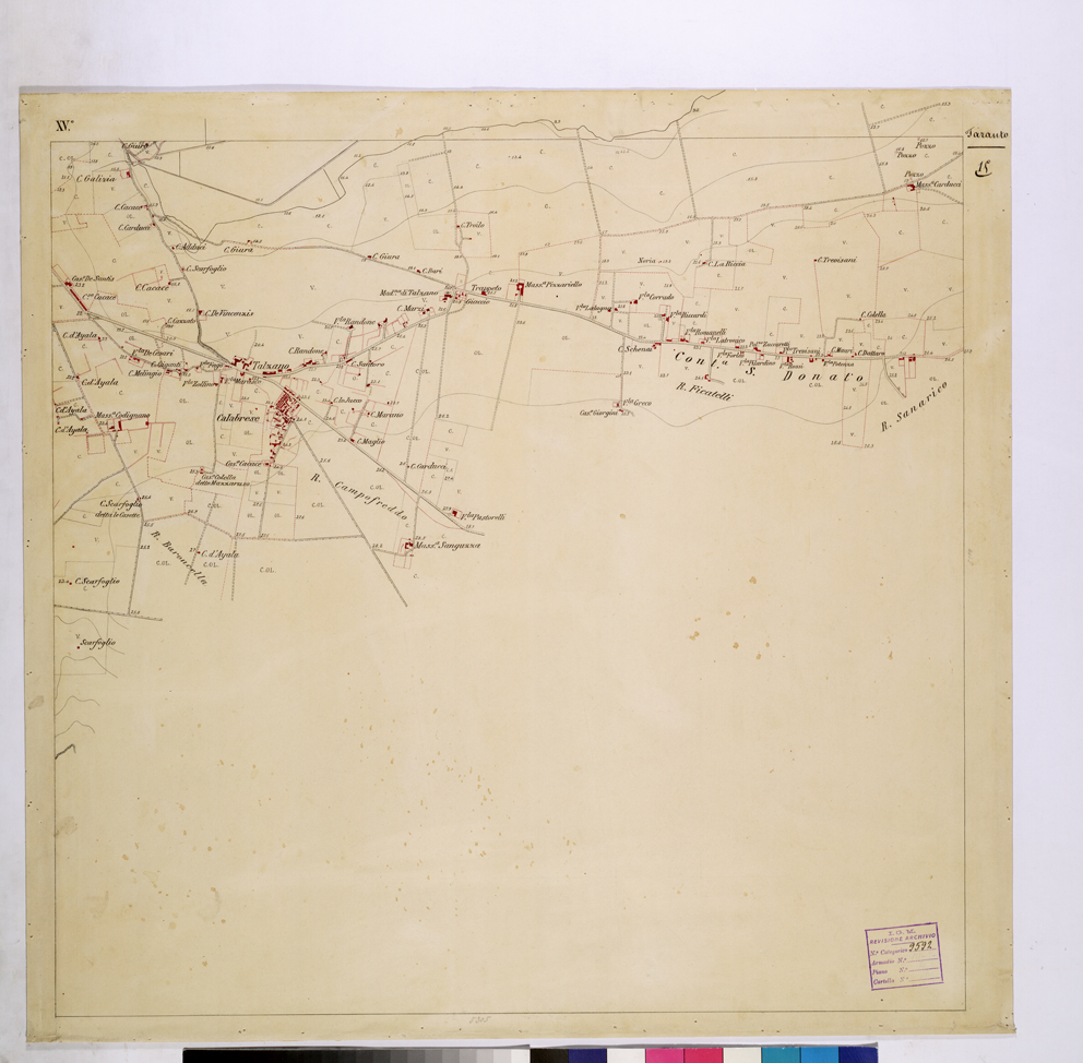 (N:26244) PIANTA TOPOGRAFICA DI TARANTO E DINTORNI LEVATA 1 10.000 NELL'ANNO 1862 - FOGLIO 15. (CA009458) Carte e stampe antiche: riproduzione a colori su carta (formato A1)