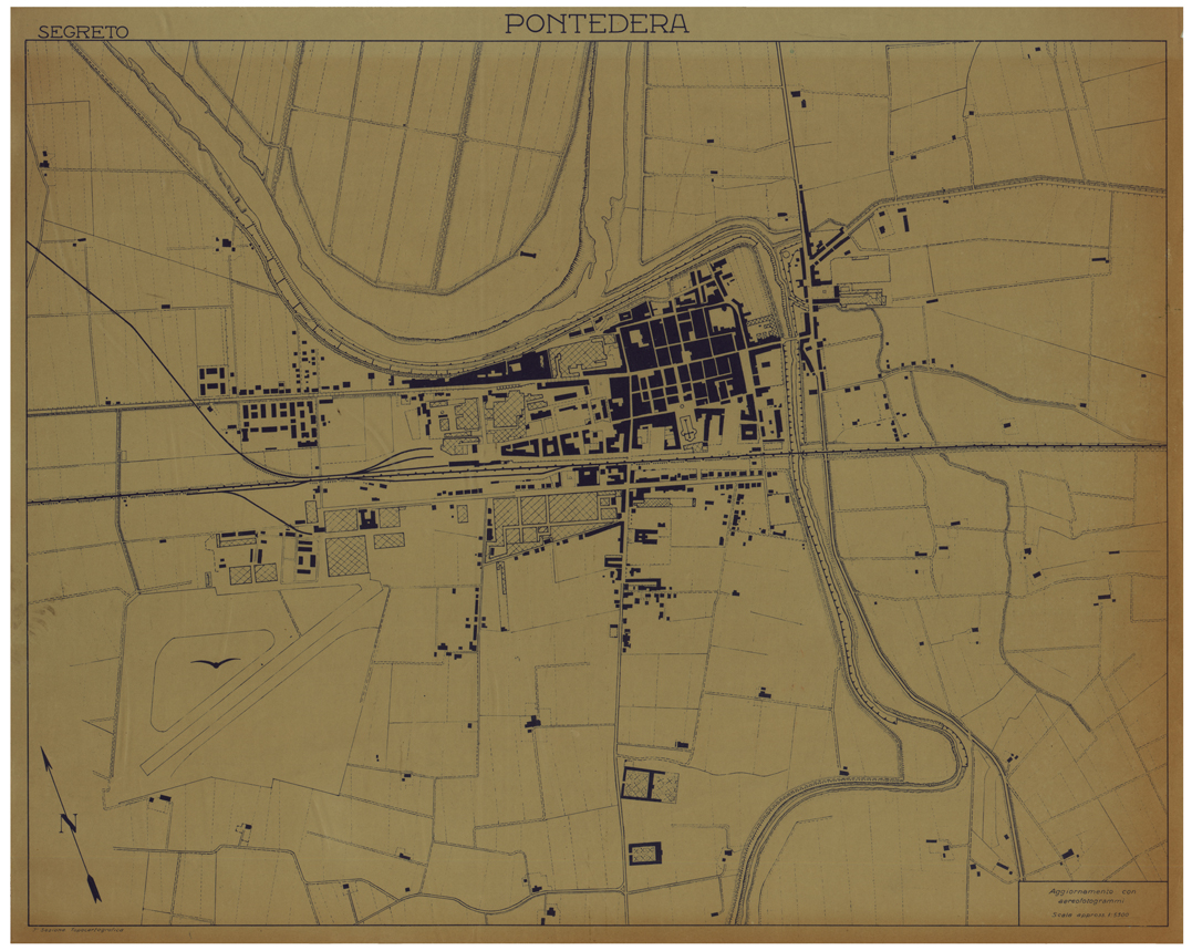 (N:26255) PONTEDERA AGGIORNAMENTO CON AEREOFOTOGRAMMI. (CA009471) Carte e stampe antiche: riproduzione a colori su carta (formato A1)