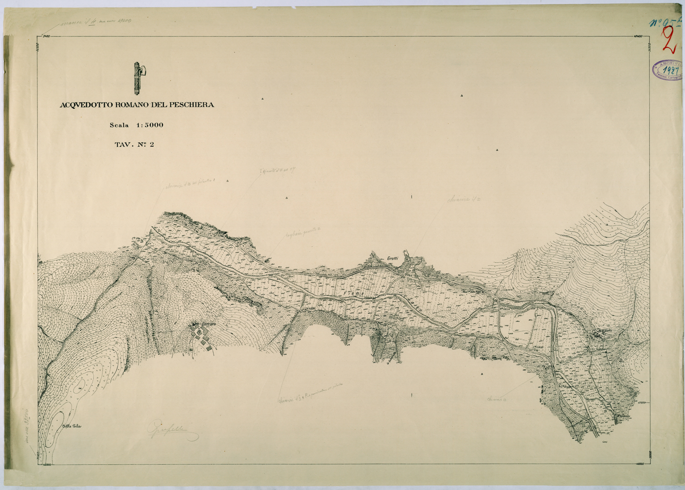 (N:26285) ACQUEDOTTO ROMANO DEL PESCHIERA - TAVOLA 2. (CA009501) Carte e stampe antiche: riproduzione a colori su carta (formato A1)