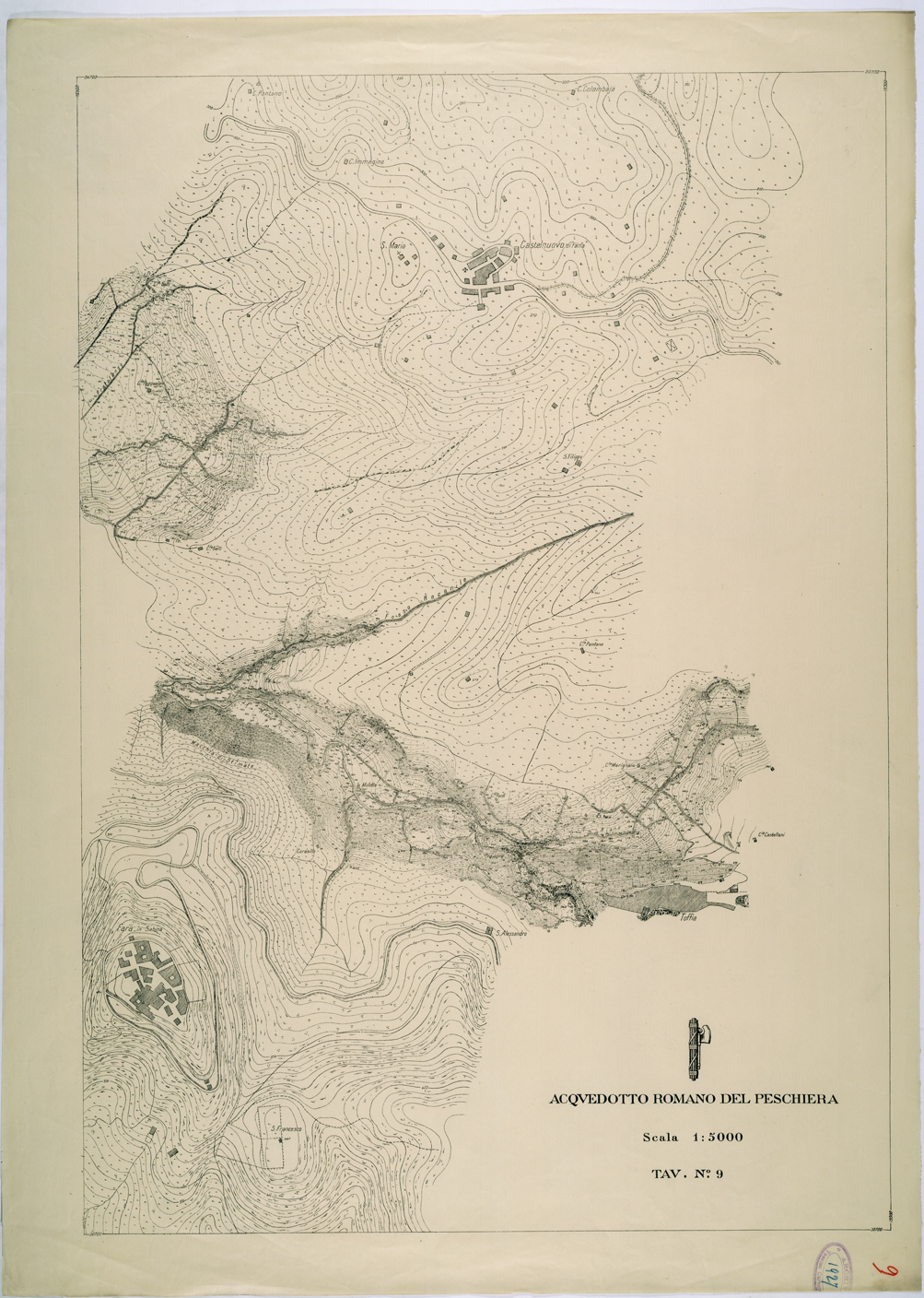 (N:26292) ACQUEDOTTO ROMANO DEL PESCHIERA - TAVOLA 8. (CA009508) Carte e stampe antiche: riproduzione a colori su carta (formato A1)