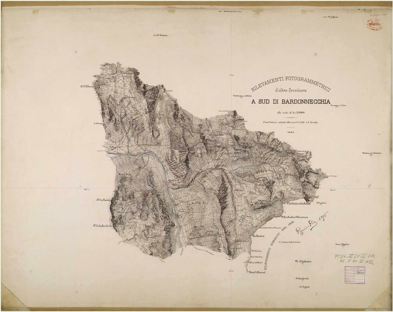 (N:26325) RILEVAMENTI FOTOGRAMMETRICI D'OLTRE FRONTIERA A SUD DI BARDONECCHIA - FOGLIO 2. (CA009552) Carte e stampe antiche: riproduzione a colori su carta (formato A1)