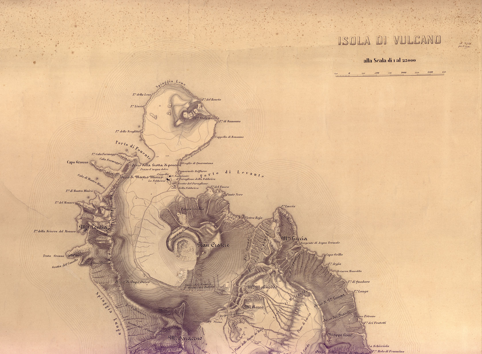(N:16662) ISOLA DI VULCANO (CA009569, CA009570, CA9569-70) Carte e stampe antiche: riproduzione a colori su carta (formato A1)