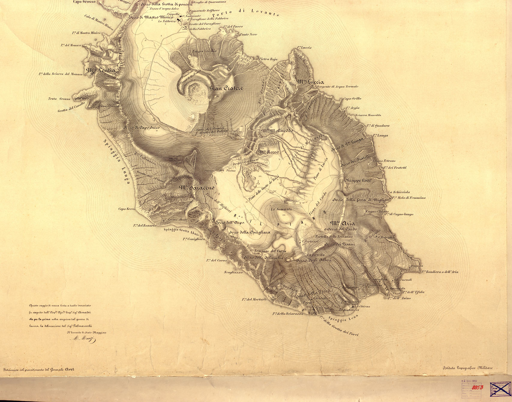 (N:16662) ISOLA DI VULCANO (CA009569, CA009570, CA9569-70) Carte e stampe antiche: riproduzione a colori su carta (formato A1)