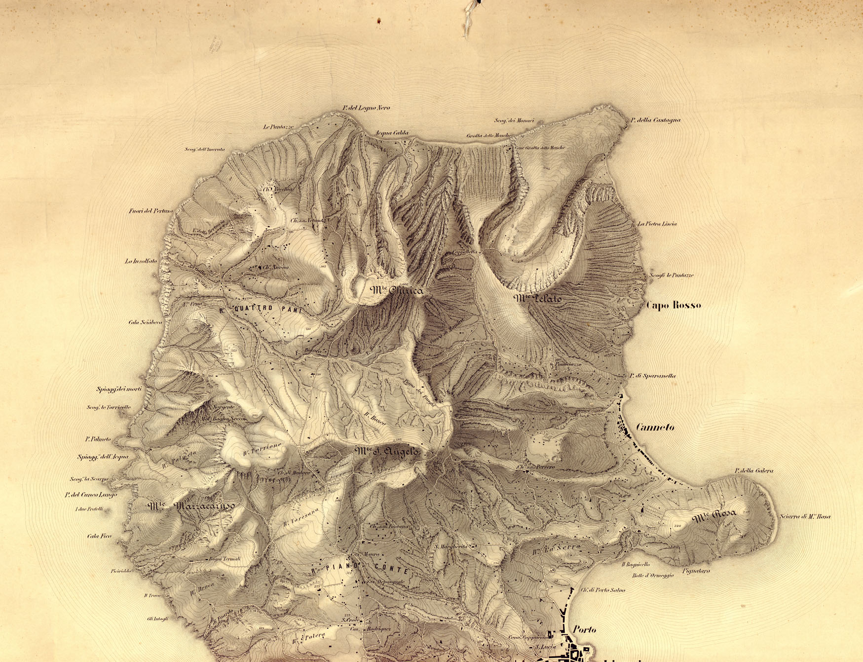 (N:16663) ISOLA DI LIPARI (CA009571, CA009572, CA9571-72) Carte e stampe antiche: riproduzione a colori su carta (formato A1)