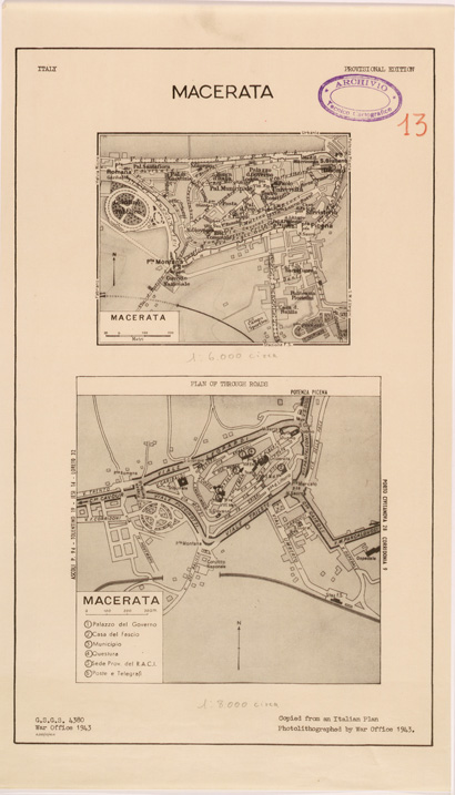 (N:27293) MACERATA (SE001119) Carte e stampe antiche: riproduzione a colori su carta (formato A2)