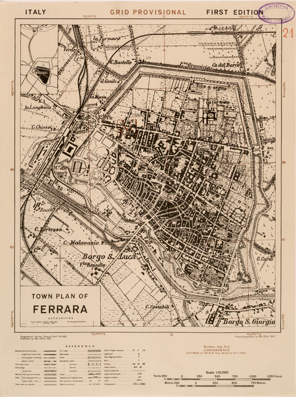 (N:27301) TOWN PLAN OF FERRARA (SE001127) Carte e stampe antiche: riproduzione a colori su carta (formato A2)