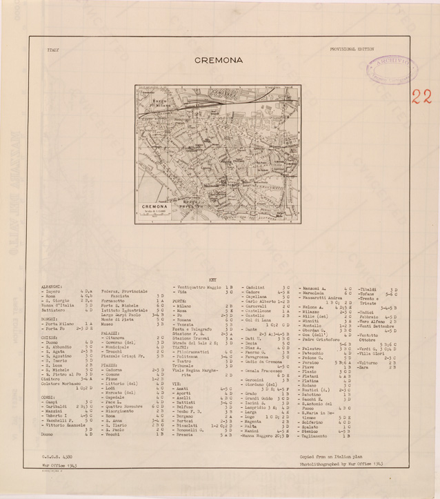 (N:27302) CREMONA (SE001128) Carte e stampe antiche: riproduzione a colori su carta (formato A2)