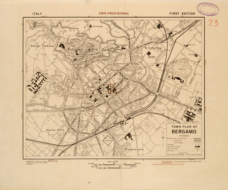 (N:27303) TOWN PLAN OF BERGAMO (SE001129) Carte e stampe antiche: riproduzione a colori su carta (formato A2)