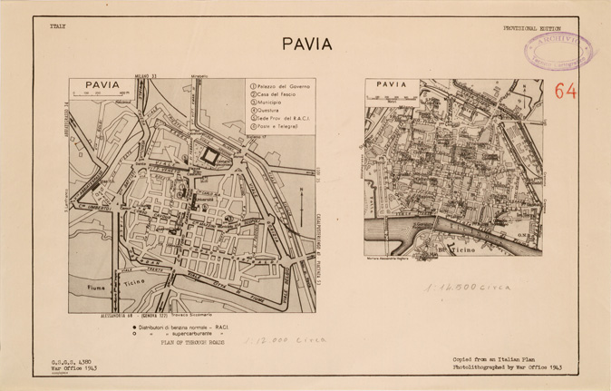 (N:27344) PAVIA (SE001173) Carte e stampe antiche: riproduzione a colori su carta (formato A2)