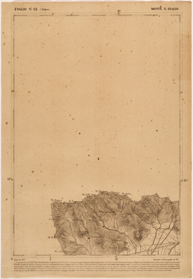 (N:27482) CARTA DELLE PROVINCE MERIDIONALI - FOGLIO 33 - MONTE BIAGIO (SE001225) Carte e stampe antiche: riproduzione a colori su carta (formato A2)