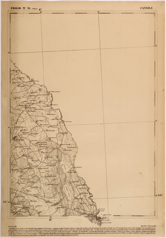 (N:27557) CARTA DELLE PROVINCE MERIDIONALI - FOGLIO 91 - CANNOLE (SE001283) Carte e stampe antiche: riproduzione a colori su carta (formato A2)