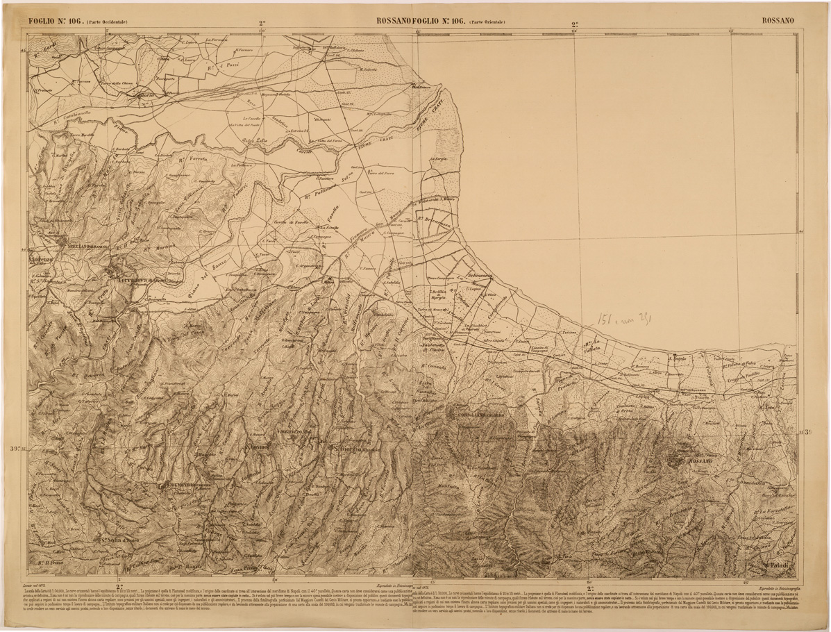 (N:27572) CARTA DELLE PROVINCE MERIDIONALI - FOGLIO 106 - BOSSANO (SE001298) Carte e stampe antiche: riproduzione a colori su carta (formato A2)