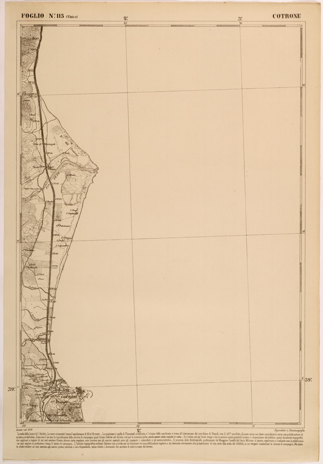 (N:27581) CARTA DELLE PROVINCE MERIDIONALI - FOGLIO 113 - COTRONE (SE001307) Carte e stampe antiche: riproduzione a colori su carta (formato A2)