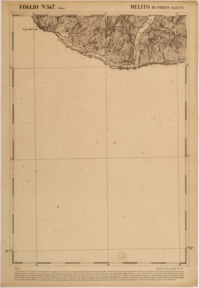 (N:27617) CARTA DELLE PROVINCE MERIDIONALI - FOGLIO 147 - MELITO DI PORTO SALVO (SE001343) Carte e stampe antiche: riproduzione a colori su carta (formato A2)