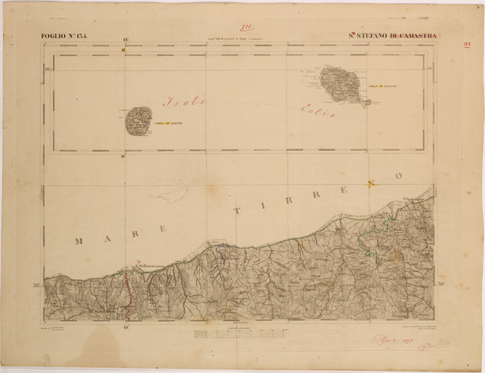 (N:27664) CARTA DELLA SICILIA - S. STEFANO DI CAMASTRA FOGLIO 134. (SE001472) Carte e stampe antiche: riproduzione a colori su carta (formato A2)