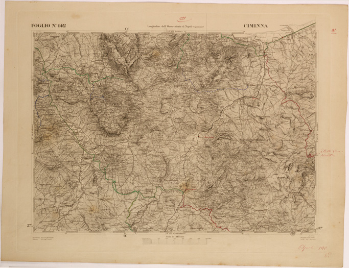 (N:27671) CARTA DELLA SICILIA - CIMINNA FOGLIO 142. (SE001479) Carte e stampe antiche: riproduzione a colori su carta (formato A2)