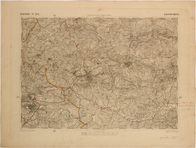 (N:27682) CARTA DELLA SICILIA - LEONFORTE FOGLIO 154. (SE001490) Carte e stampe antiche: riproduzione a colori su carta (formato A2)