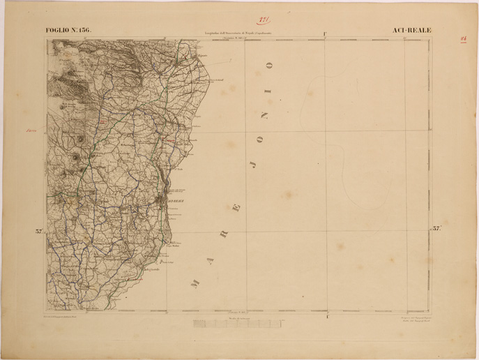 (N:27684) CARTA DELLA SICILIA - ACI REALE FOGLIO 156. (SE001492) Carte e stampe antiche: riproduzione a colori su carta (formato A2)
