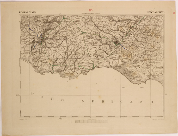 (N:27700) CARTA DELLA SICILIA - SPACCAFORNO FOGLIO 173. (SE001508) Carte e stampe antiche: riproduzione a colori su carta (formato A2)