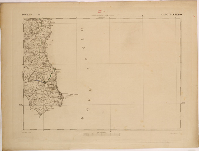 (N:27701) CARTA DELLA SICILIA - CAPO PASSERO FOGLIO 174. (SE001509) Carte e stampe antiche: riproduzione a colori su carta (formato A2)