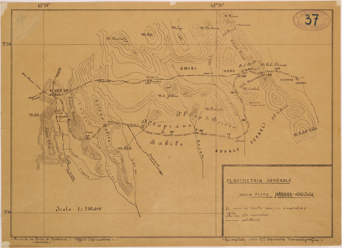 (N:28313) PLANIMETRIA GENERALE DELLA PISTA HARRAR GIGGIGA (SE002137) Carte e stampe antiche: riproduzione a colori su carta (formato A2)