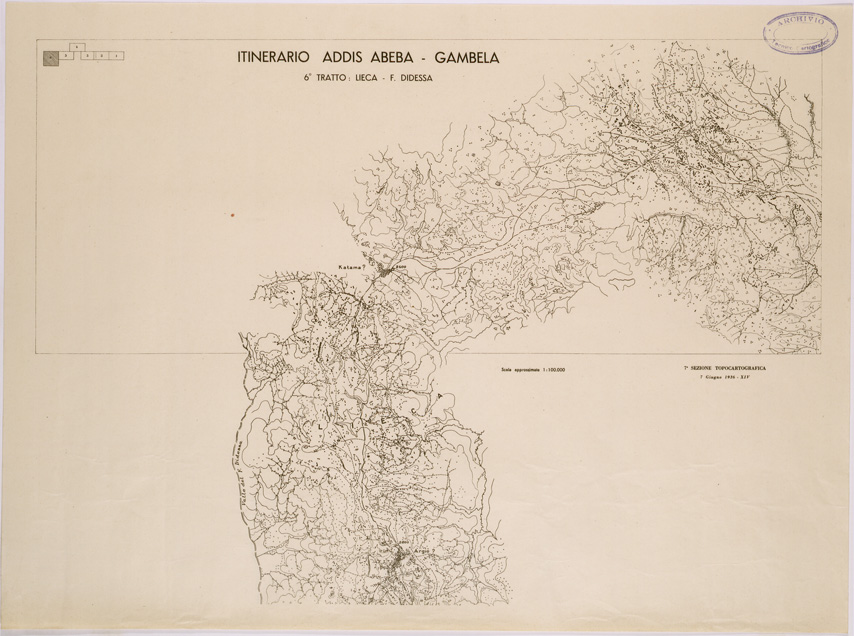 (N:28475) ITINERARIO ADDIS ABEBA GAMBELA 6 TRATTO LIECA FIUME DIDESSA (SE002351) Carte e stampe antiche: riproduzione a colori su carta (formato A2)