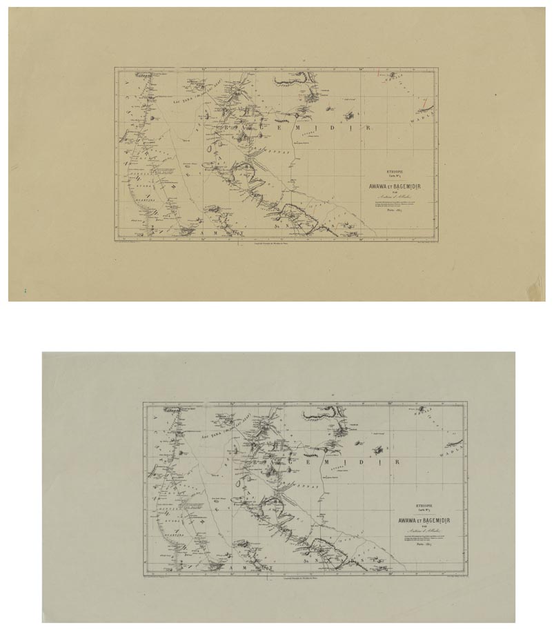 (N:28863) AWAWA ET BAGEMIDIR ETHIOPIE (ANTOINE D'ABBADIE) CARTA N 5 (SE002501) Carte e stampe antiche: riproduzione a colori su carta (formato A2)