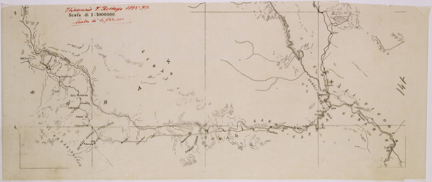 (N:28643) ITINERARIO DELLA SECONDA SPEDIZIONE BOTTEGO - LUCIDO 2. (SE002535) Carte e stampe antiche: riproduzione a colori su carta (formato A2)