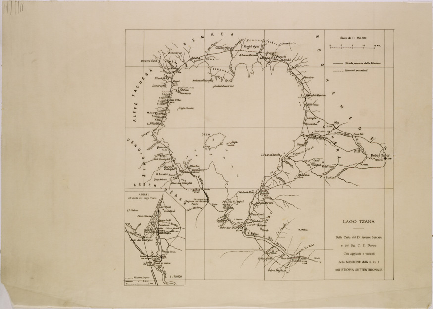 (N:28668) LAGO TZANA. (SE002553) Carte e stampe antiche: riproduzione a colori su carta (formato A2)