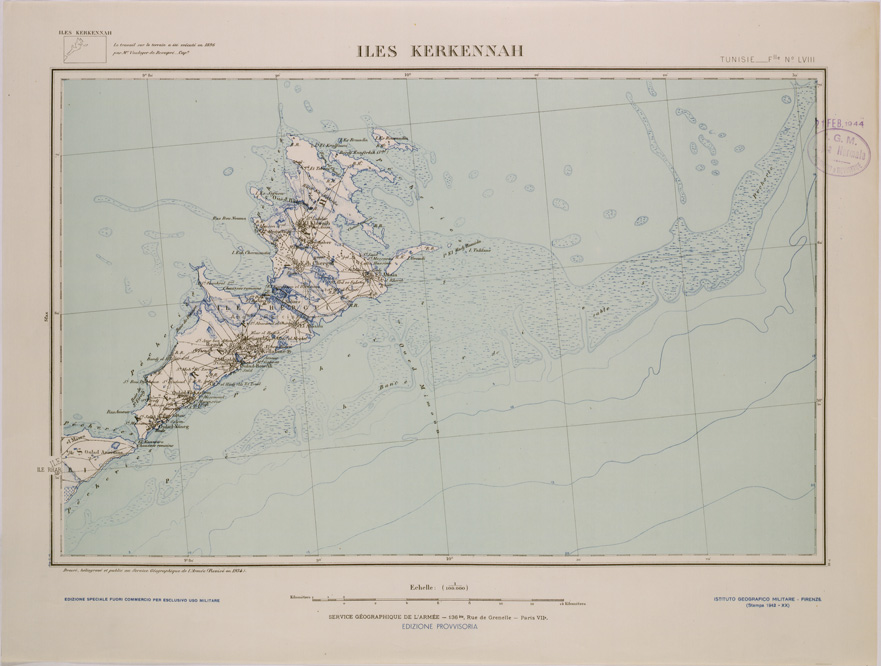 (N:28932) ILES KERKENNAH - FOGLIO LVIII. (SE002754) Carte e stampe antiche: riproduzione a colori su carta (formato A2)