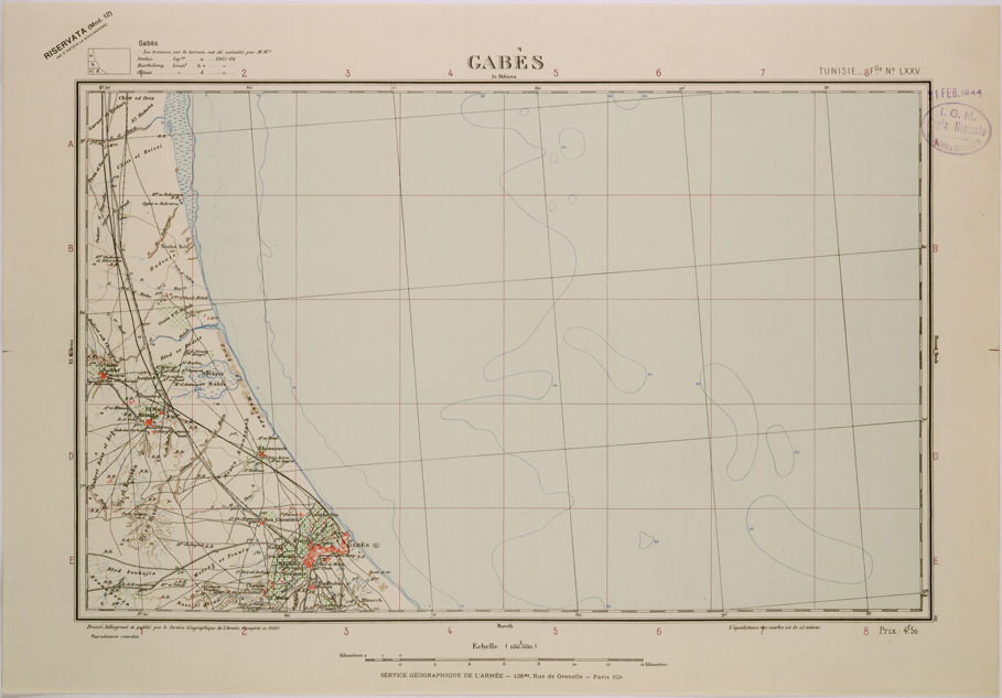 (N:28961) GABES - FOGLIO LXXV. (SE002771) Carte e stampe antiche: riproduzione a colori su carta (formato A2)