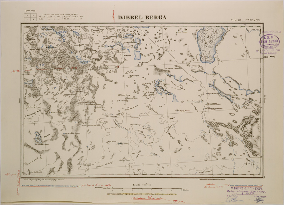 (N:28982) DJEBEL BERGA - FOGLIO XCVII. (SE002792) Carte e stampe antiche: riproduzione a colori su carta (formato A2)