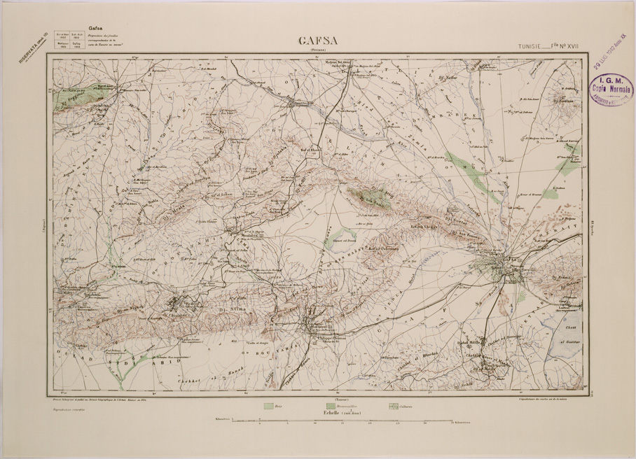 (N:29084) GAFSA - FOGLIO XVII. (SE002871) Carte e stampe antiche: riproduzione a colori su carta (formato A2)