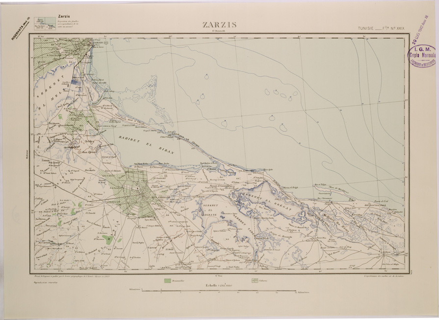 (N:29099) ZARZIS - FOGLIO XXIX. (SE002881) Carte e stampe antiche: riproduzione a colori su carta (formato A2)