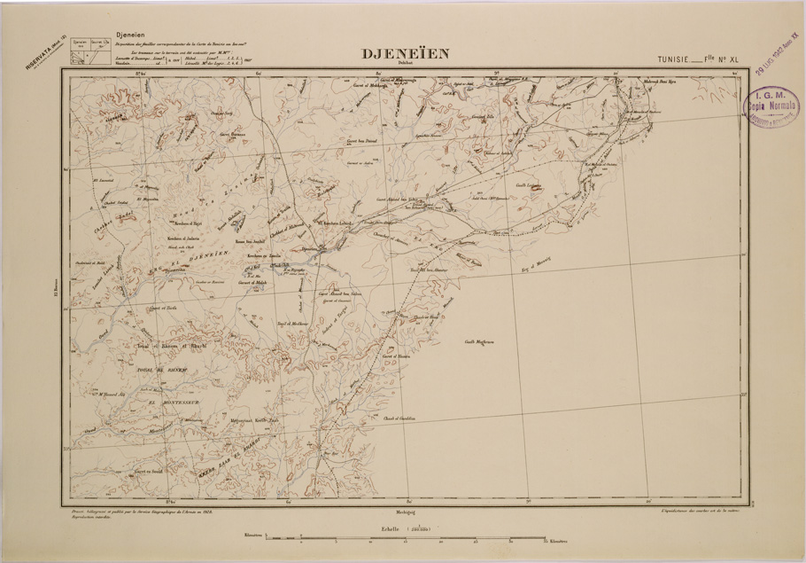 (N:29117) DJENEIEN - FOGLIO XL. (SE002892) Carte e stampe antiche: riproduzione a colori su carta (formato A2)