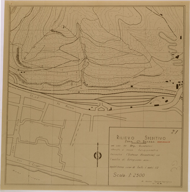 (N:29511) RILIEVO SPEDITIVO ZONA COLLE SGARBA (SE003324) Carte e stampe antiche: riproduzione a colori su carta (formato A2)