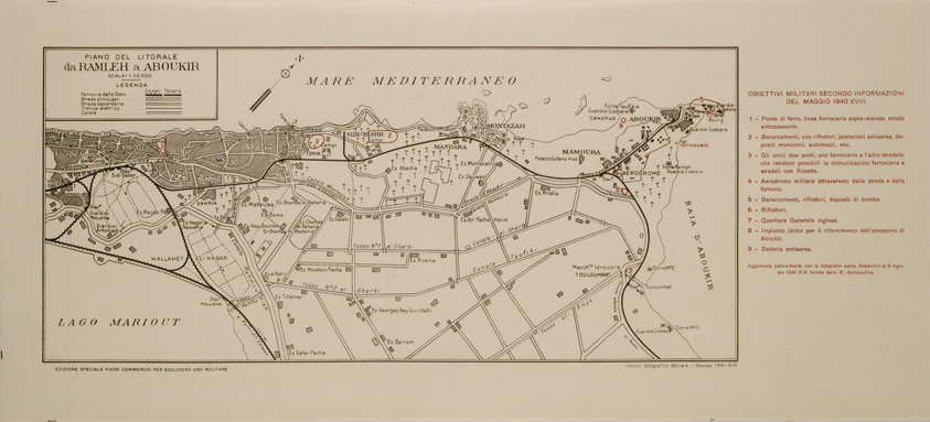 (N:29576) PIANO DEL LITORALE DA RAMLEH A ABOUKIR ( EST DI ALESSANDRIA D' EGITTO ) (SE003392) Carte e stampe antiche: riproduzione a colori su carta (formato A2)