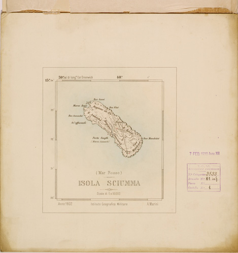 (N:29833) ISOLA SCIUMMA - MAR ROSSO (SE003694) Carte e stampe antiche: riproduzione a colori su carta (formato A2)