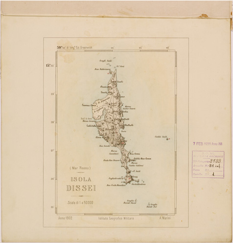 (N:29834) ISOLA DISSEI - MAR ROSSO (SE003695) Carte e stampe antiche: riproduzione a colori su carta (formato A2)