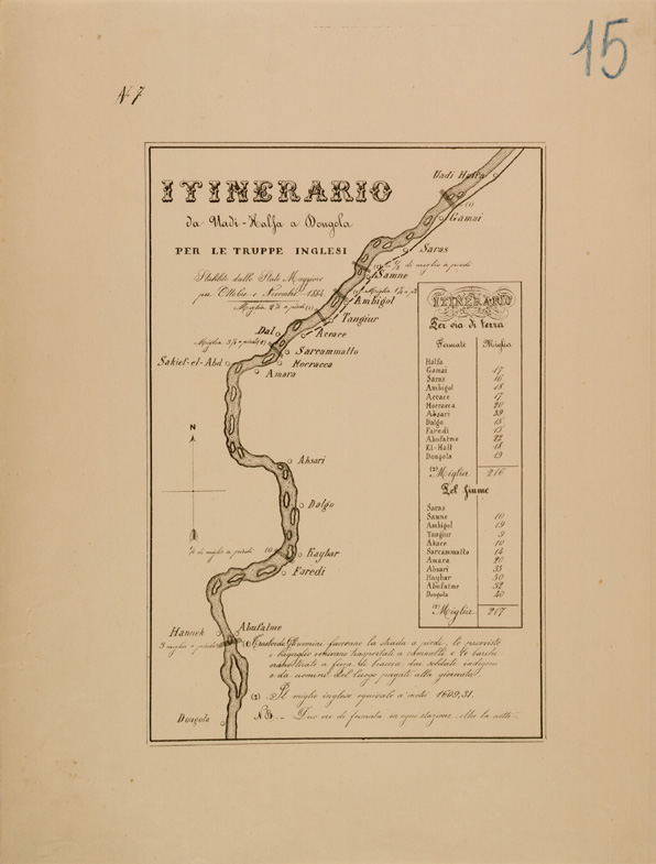 (N:29942) ITINERARIO DA UADI HALFA A DONGOLA (SE003809) Carte e stampe antiche: riproduzione a colori su carta (formato A2)