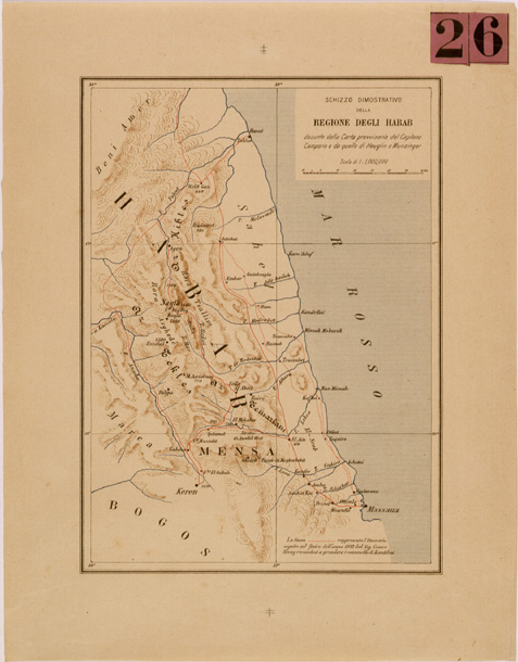 (N:30008) SCHIZZO DIMOSTRATIVO DELLA REGIONE DEGLI HABAB (SE003878) Carte e stampe antiche: riproduzione a colori su carta (formato A2)