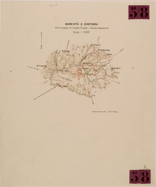 (N:30039) BARENTU E DINTORNI (SE003912) Carte e stampe antiche: riproduzione a colori su carta (formato A2)