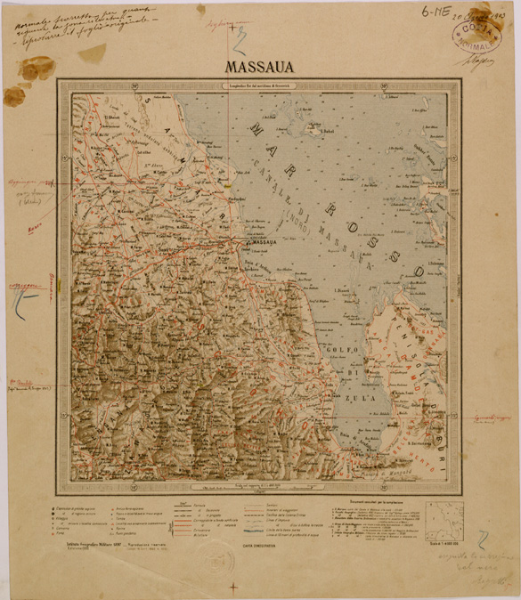 (N:30063) ERITREA - FOGLIO 6 NE - MASSAUA (SE003935) Carte e stampe antiche: riproduzione a colori su carta (formato A2)