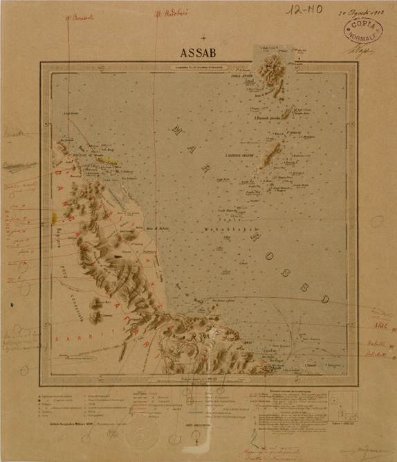 (N:30089) ERITREA - FOGLIO 12 NO - ASSAB (SE003961) Carte e stampe antiche: riproduzione a colori su carta (formato A2)