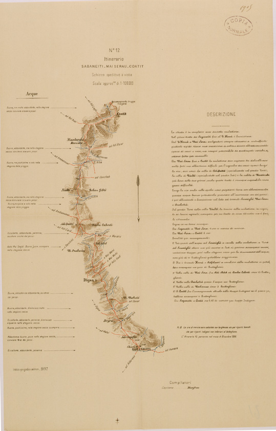 (N:30160) ITINERARIO 12 SAGANEITI MAI SERAU COATIT (SE003998) Carte e stampe antiche: riproduzione a colori su carta (formato A2)