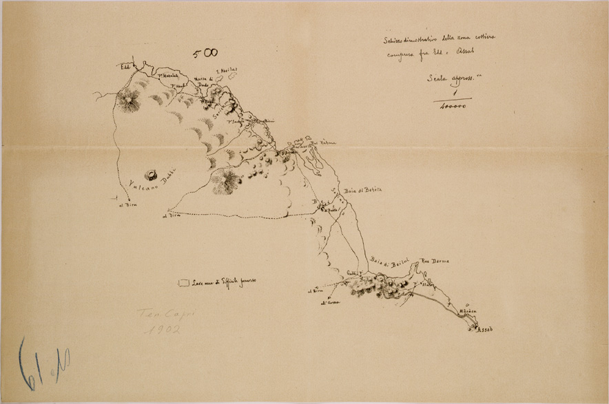 (N:30141) SCHIZZO DIMOSTRATIVO DELLA ZONA COSTIERA COMPRESA FRA EDD E ASSAB (SE004074) Carte e stampe antiche: riproduzione a colori su carta (formato A2)