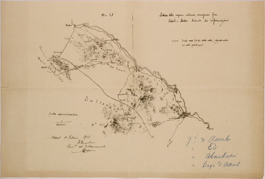 (N:30142) SCHIZZO DELLA REGIONE COMPRESA FRA ASSAB E MEDER (SE004075) Carte e stampe antiche: riproduzione a colori su carta (formato A2)